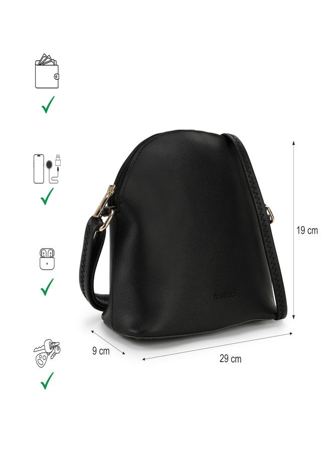 Fastrack Women Casual Sling Bag | For Casual Carry | Made Up Of Faux Leather, Black - Image 4